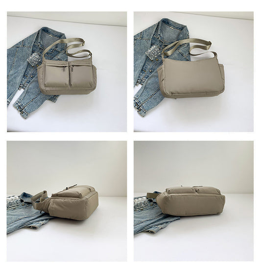 Casual Satchel Women's 2025 New Shoulder Bag Simple Solid Color Messenger Bag Class Commuter Bag Large Capacity Tote Bag