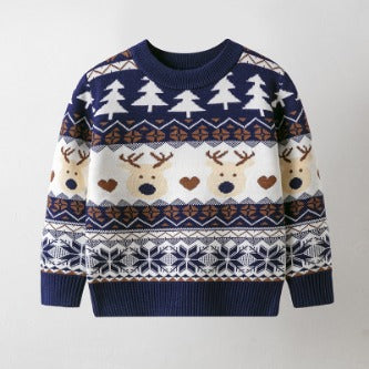Children's Christmas Sweater Baby Cotton Jacquard Pullover Knitted Sweater HS Code 6110200090 HS Code 6110200011 - Customized Item